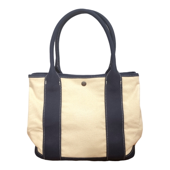J. Crew Handbags - J Crew Montauk Tote Cream and Navy Canvas